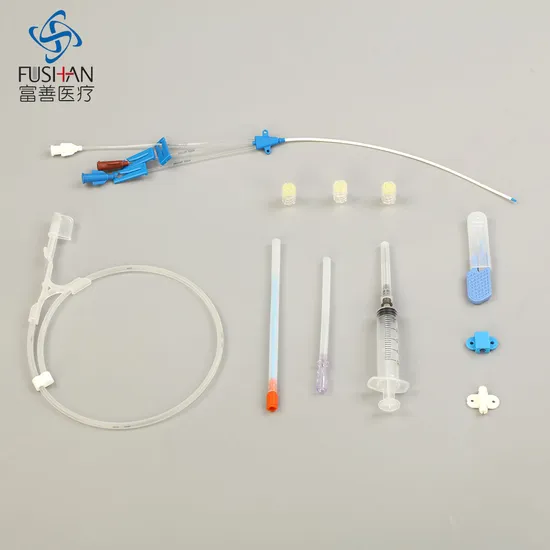 Fushan Factory Hospital Nurse Medical Instrument Single Lumen Double Lumen Triple Lumen CVC Central Venous Catheter Set for ICU Used, Disposable Sterile 